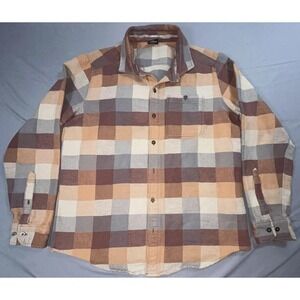 KÜHL Shirt Mens S‎ Brown Plaid Flannel Long Sleeve Button Up Casual Outdoor